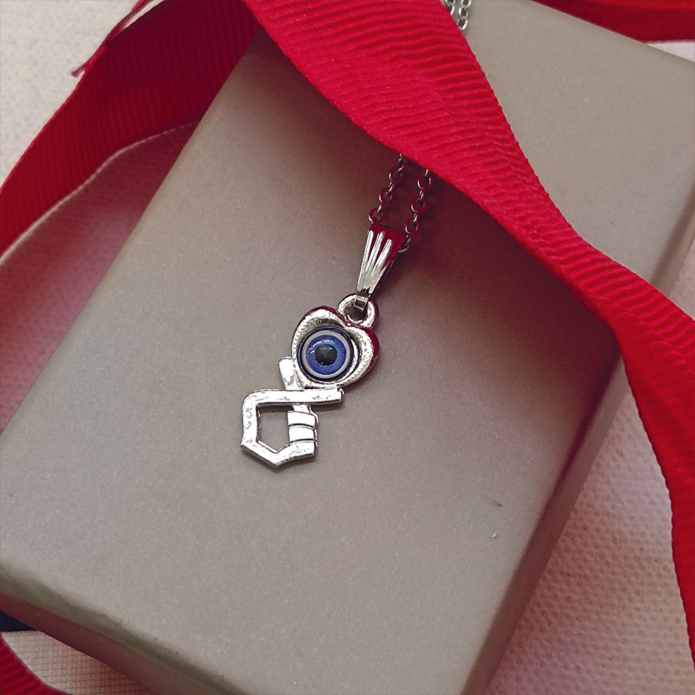 The99Jewel Heart  And Hand Shaped Evil Eye Chain Pendant - 1405018