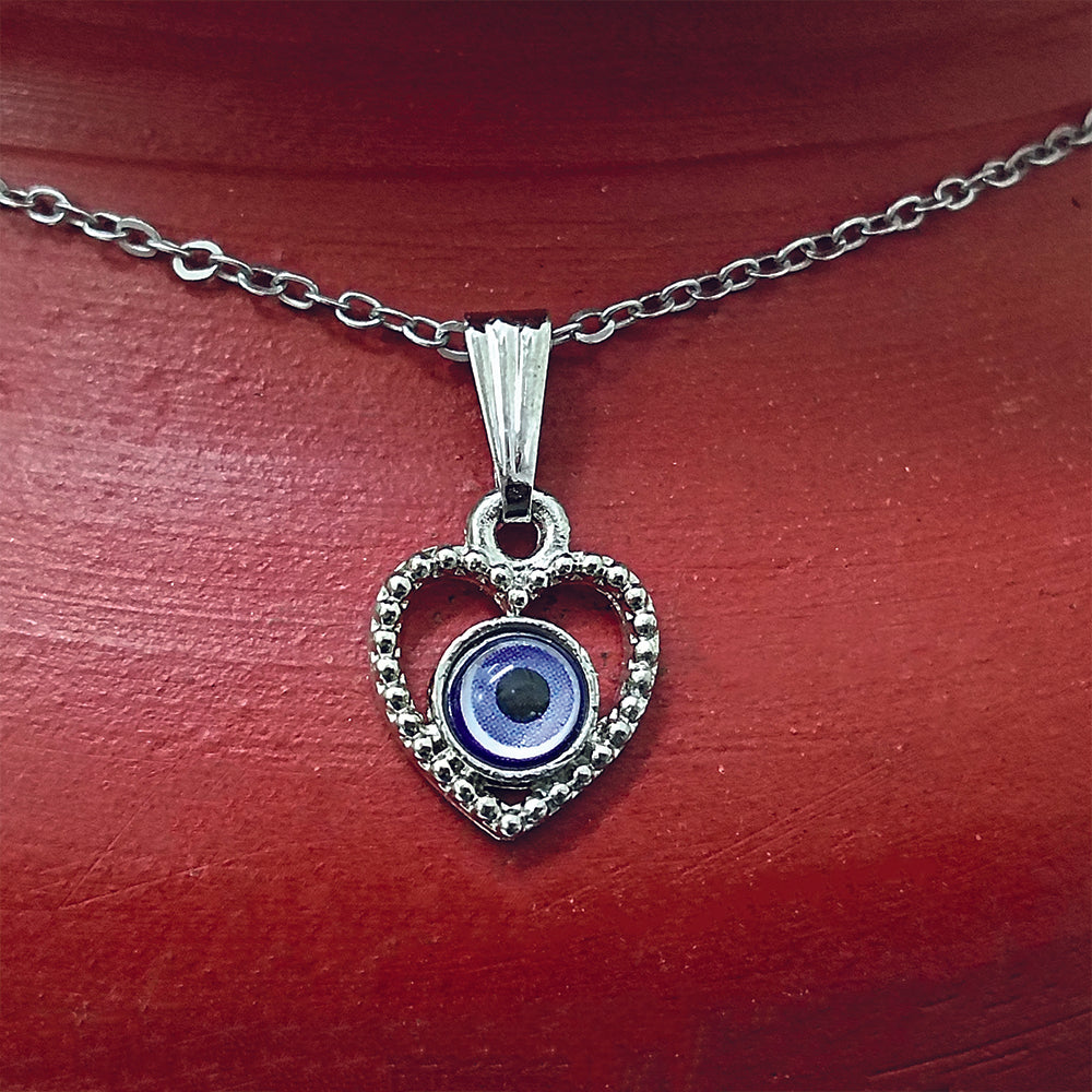 The99Jewel Heart Shaped Evil Eye Chain Pendant - 1405020