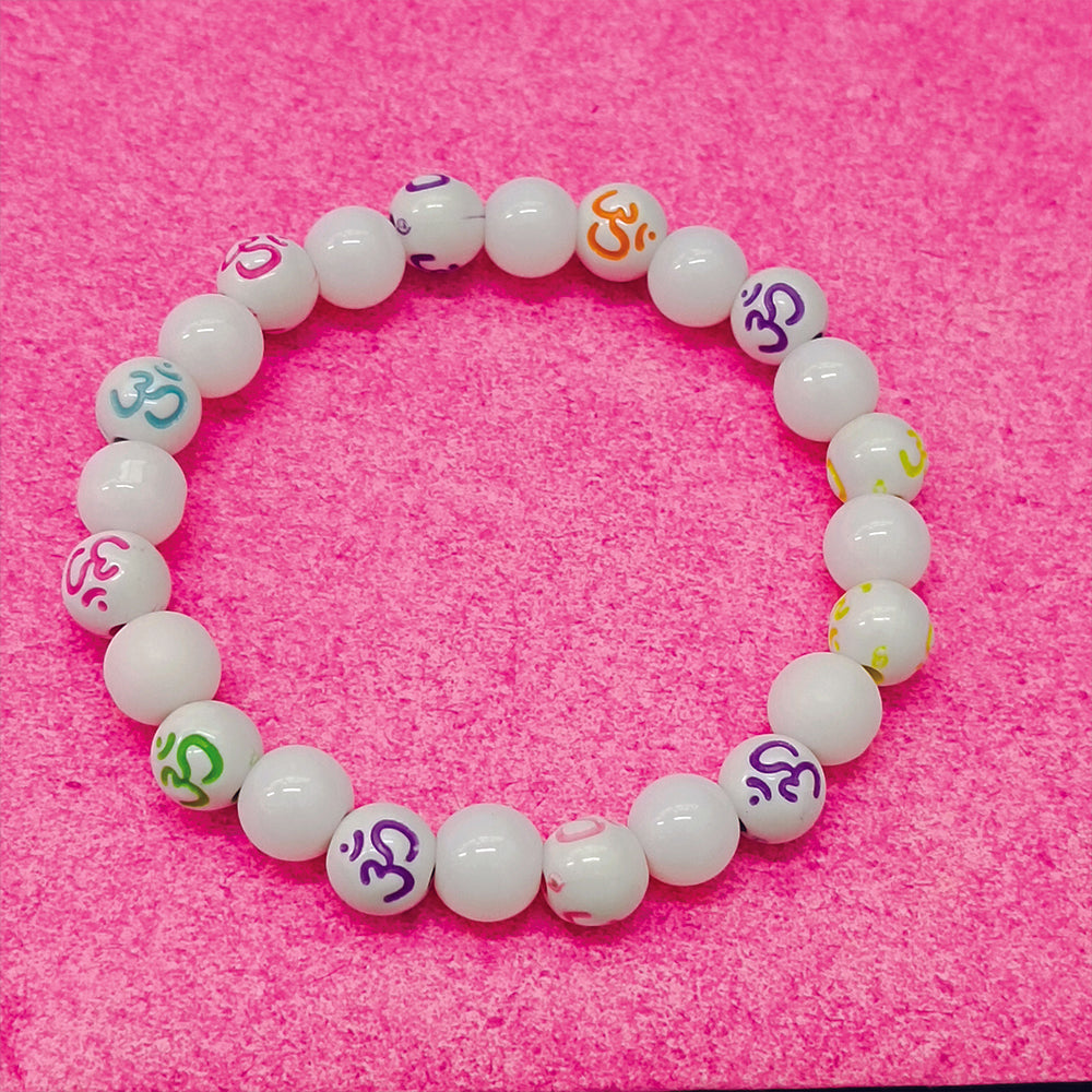The99Jewel OM White Beads Bracelet