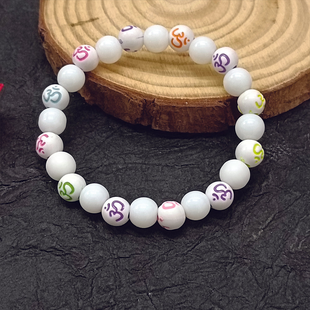 The99Jewel OM White Beads Bracelet