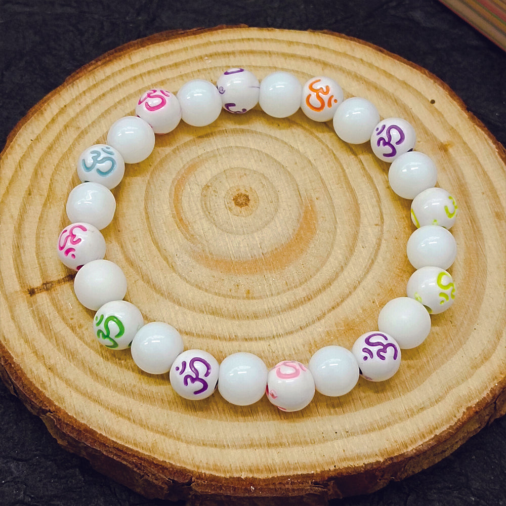 The99Jewel OM White Beads Bracelet
