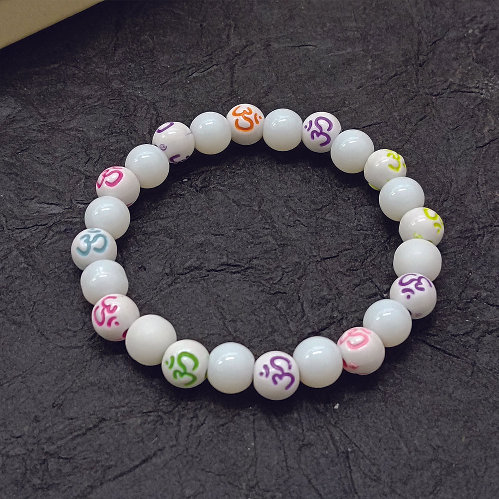 The99Jewel OM White Beads Bracelet