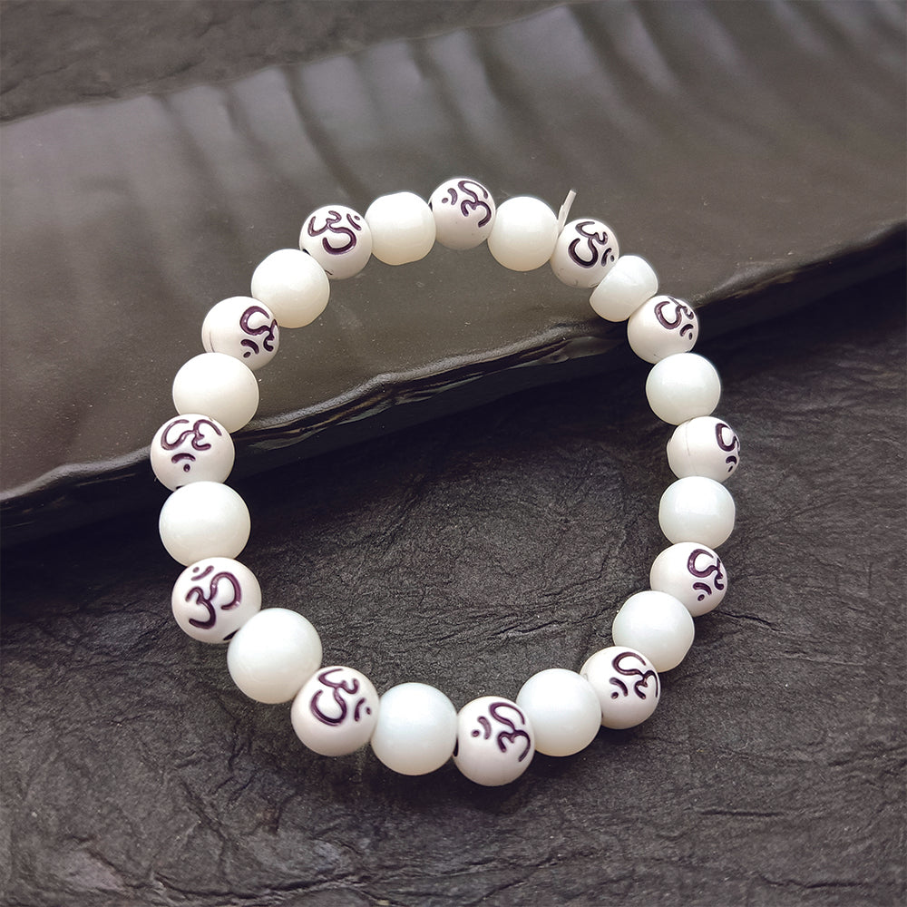 The99Jewel OM White Beads Bracelet - 1405026WH