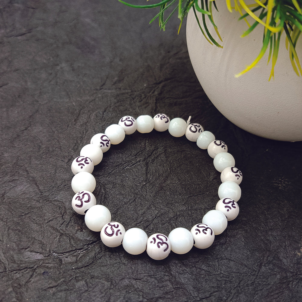 The99Jewel OM White Beads Bracelet - 1405026WH