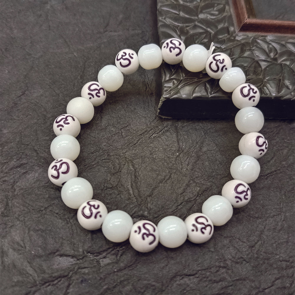 The99Jewel OM White Beads Bracelet - 1405026WH