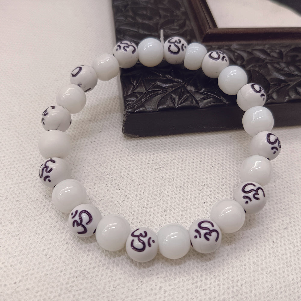 The99Jewel OM White Beads Bracelet - 1405026WH