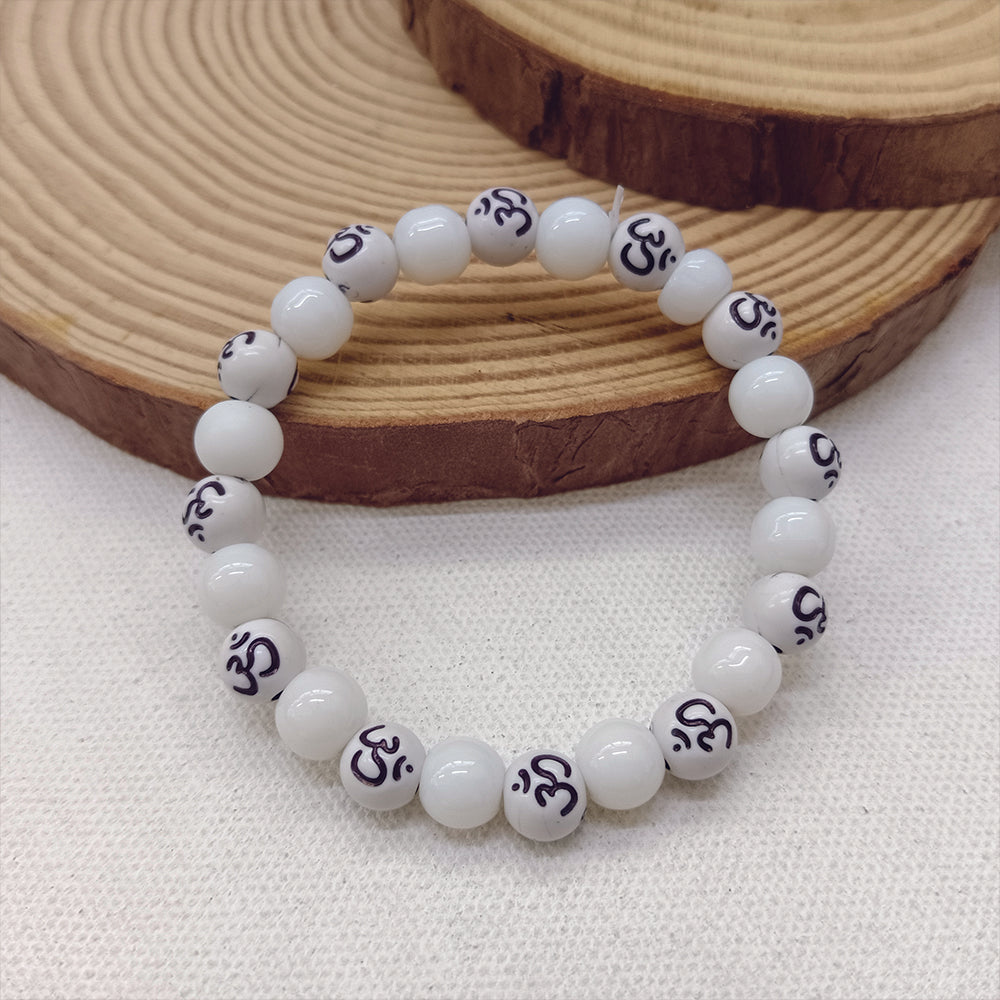 The99Jewel OM White Beads Bracelet - 1405026WH