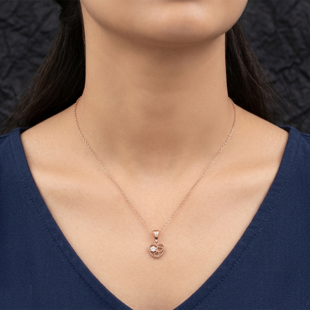 The99Jewel Gold Plated Heart Shape Chain Pendant For Womens & Girls -1405035A