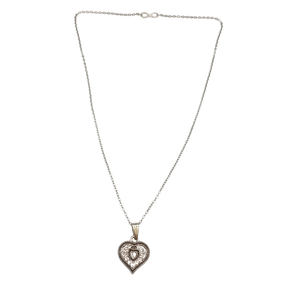 The99Jewel Silver Plated Heart Shape Chain Pendant For Womens & Girls -1405036