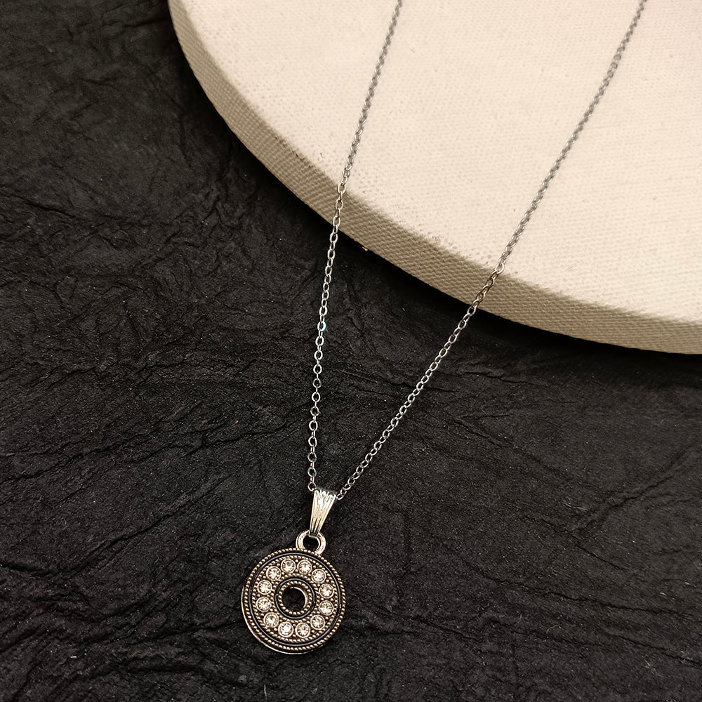 The99Jewel Silver Plated Round Shape Chain Pendant For Womens & Girls -1405037