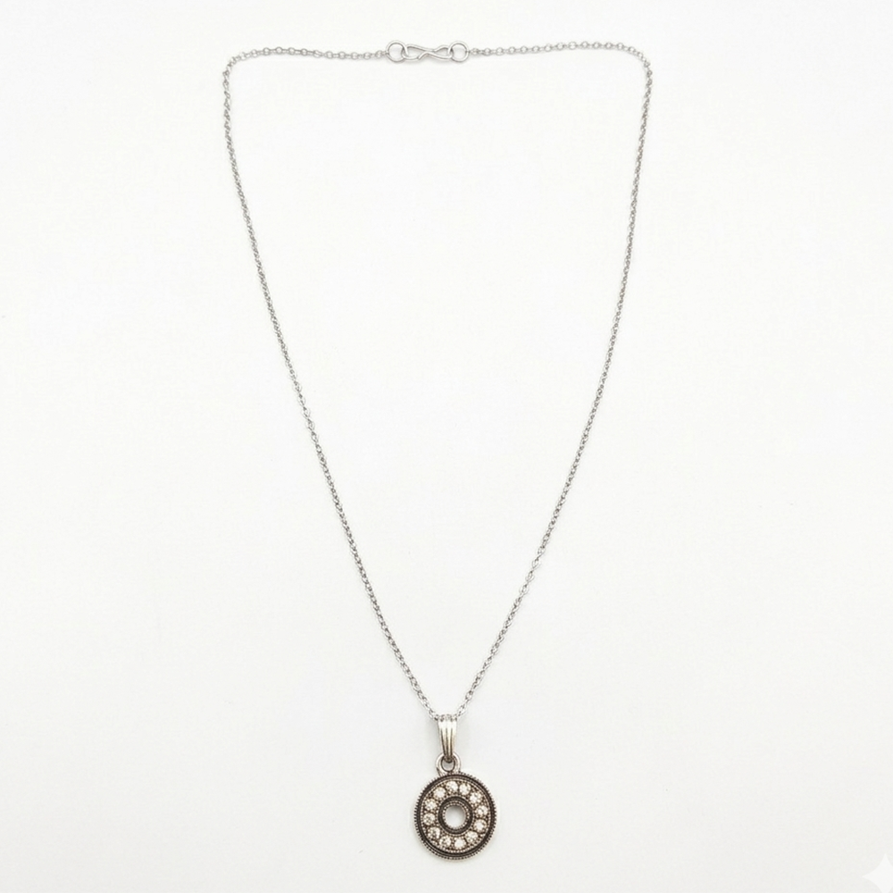 The99Jewel Silver Plated Round Shape Chain Pendant For Womens & Girls -1405037