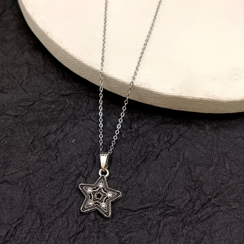 The99Jewel Silver Plated Star Shape Chain Pendant For Womens & Girls -1405038