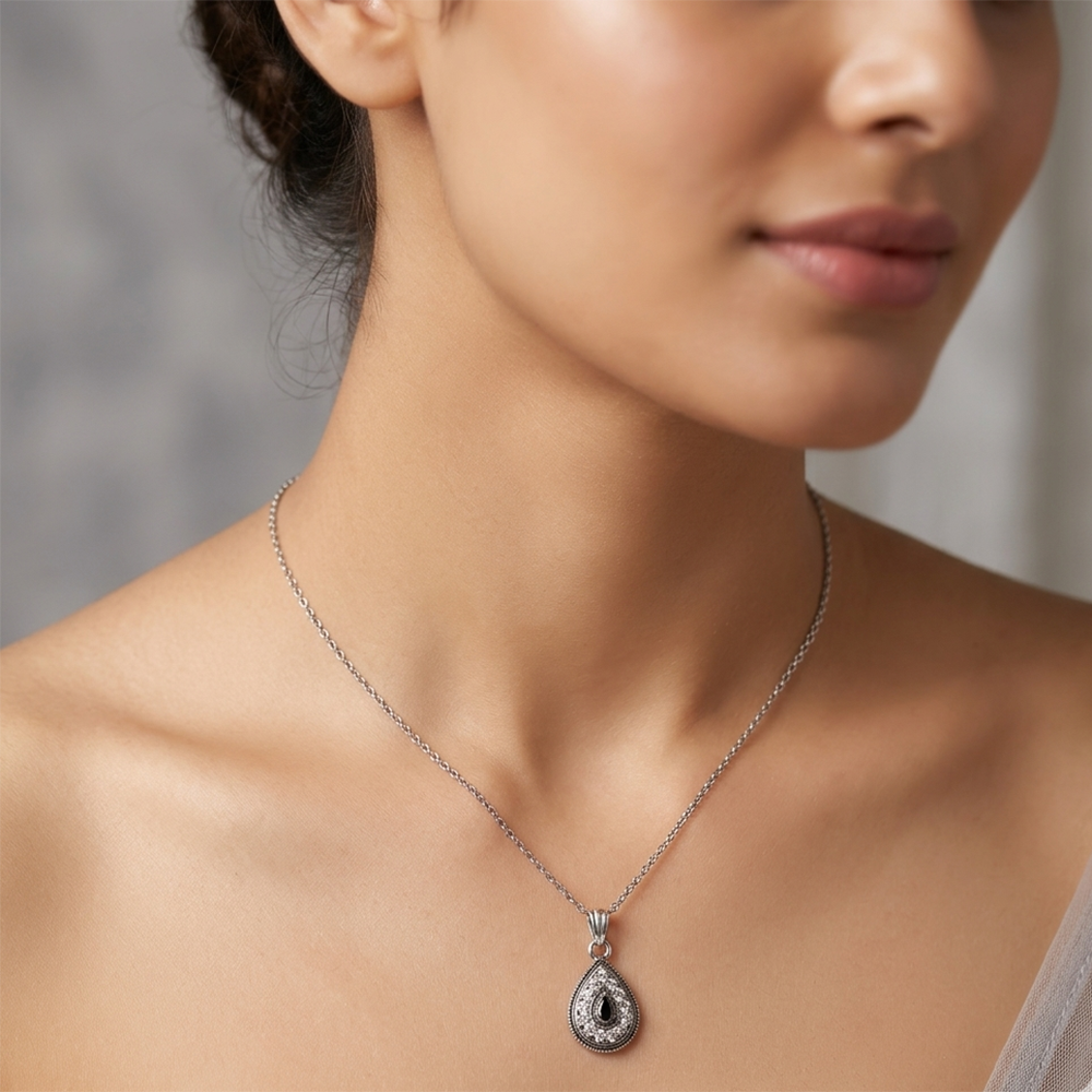 The99Jewel Silver Plated Leaf Shape Chain Pendant For Womens & Girls -1405040