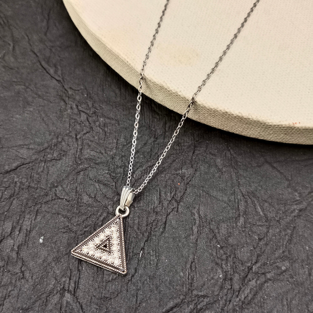 The99Jewel Silver Plated Triangle Chain Pendant For Womens & Girls -1405041