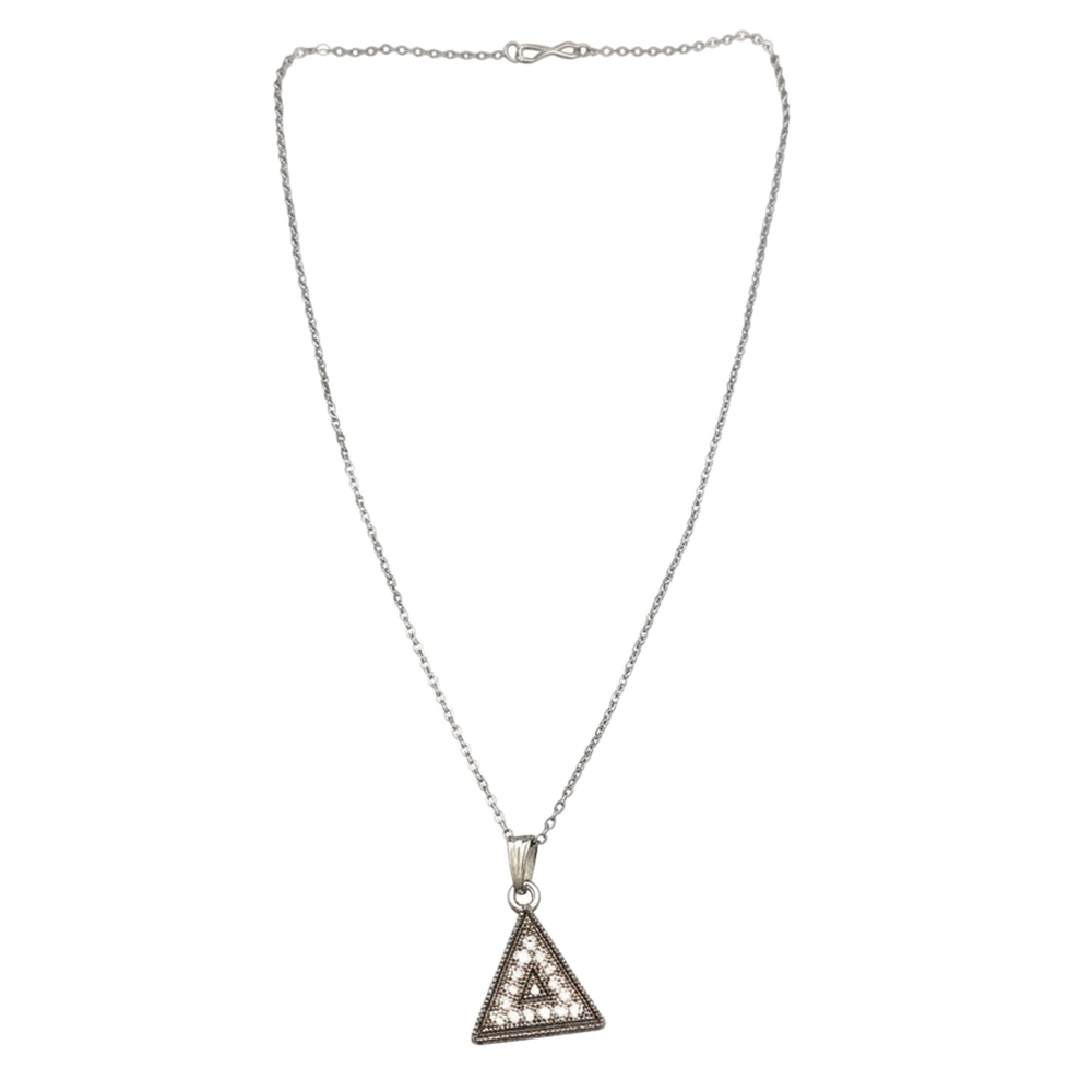 The99Jewel Silver Plated Triangle Chain Pendant For Womens & Girls -1405041