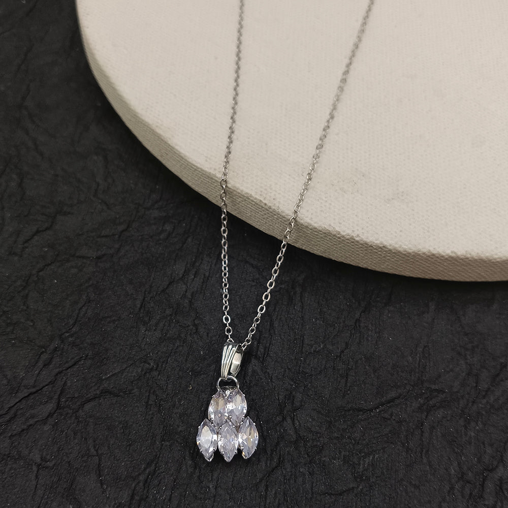 The99Jewel Silver Plated American Diamond Chain Pendant For Womens & Girls -1405042