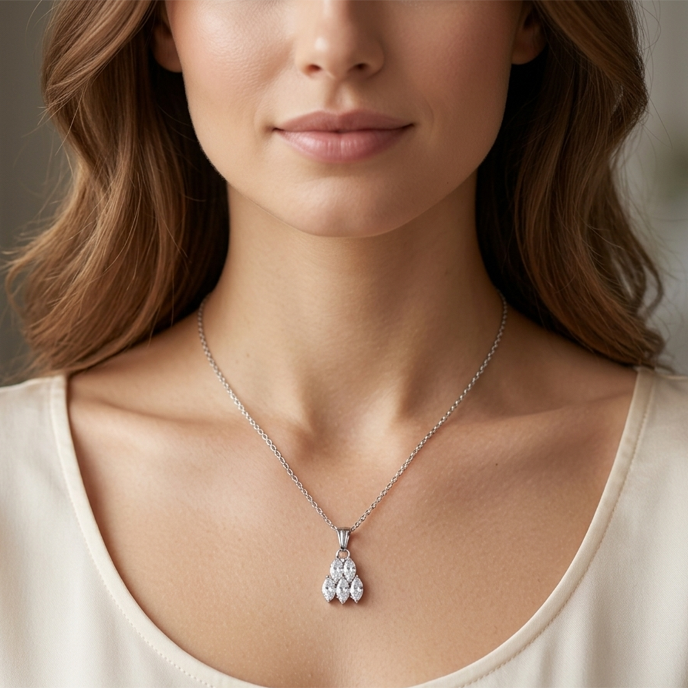 The99Jewel Silver Plated American Diamond Chain Pendant For Womens & Girls -1405042