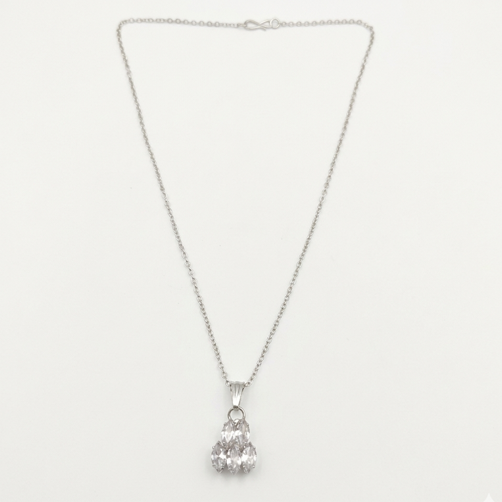 The99Jewel Silver Plated American Diamond Chain Pendant For Womens & Girls -1405042