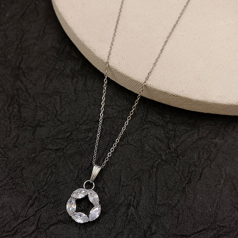 The99Jewel Silver Plated American Diamond Chain Pendant For Womens & Girls -1405043