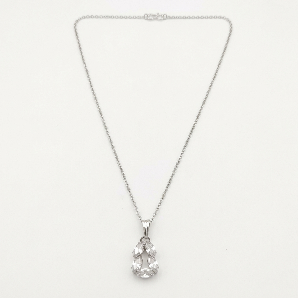 The99Jewel Silver Plated American Diamond Chain Pendant For Womens & Girls -1405044