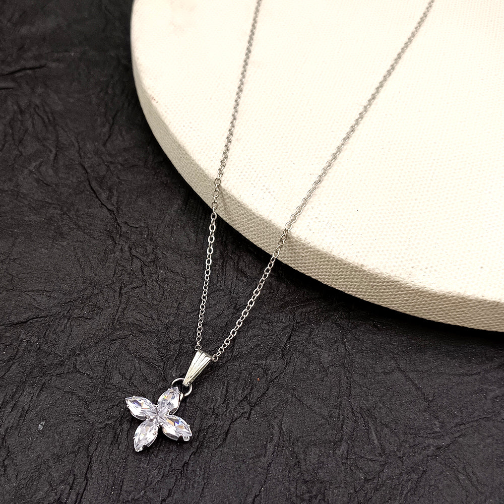 The99Jewel Silver Plated American Diamond Chain Pendant For Womens & Girls -1405045