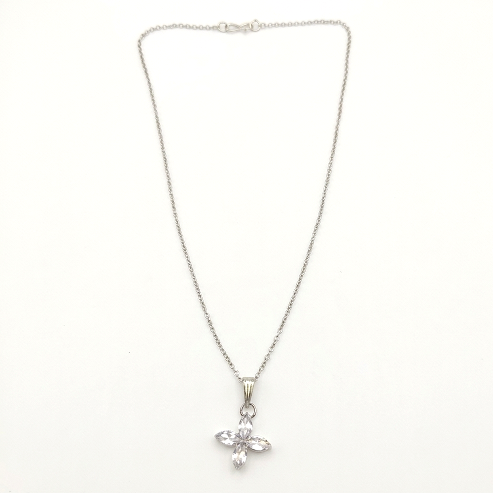 The99Jewel Silver Plated American Diamond Chain Pendant For Womens & Girls -1405045