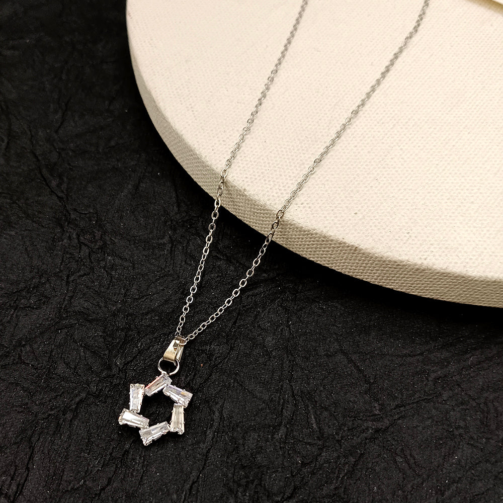 The99Jewel Silver Plated American Diamond Chain Pendant For Womens & Girls -1405046