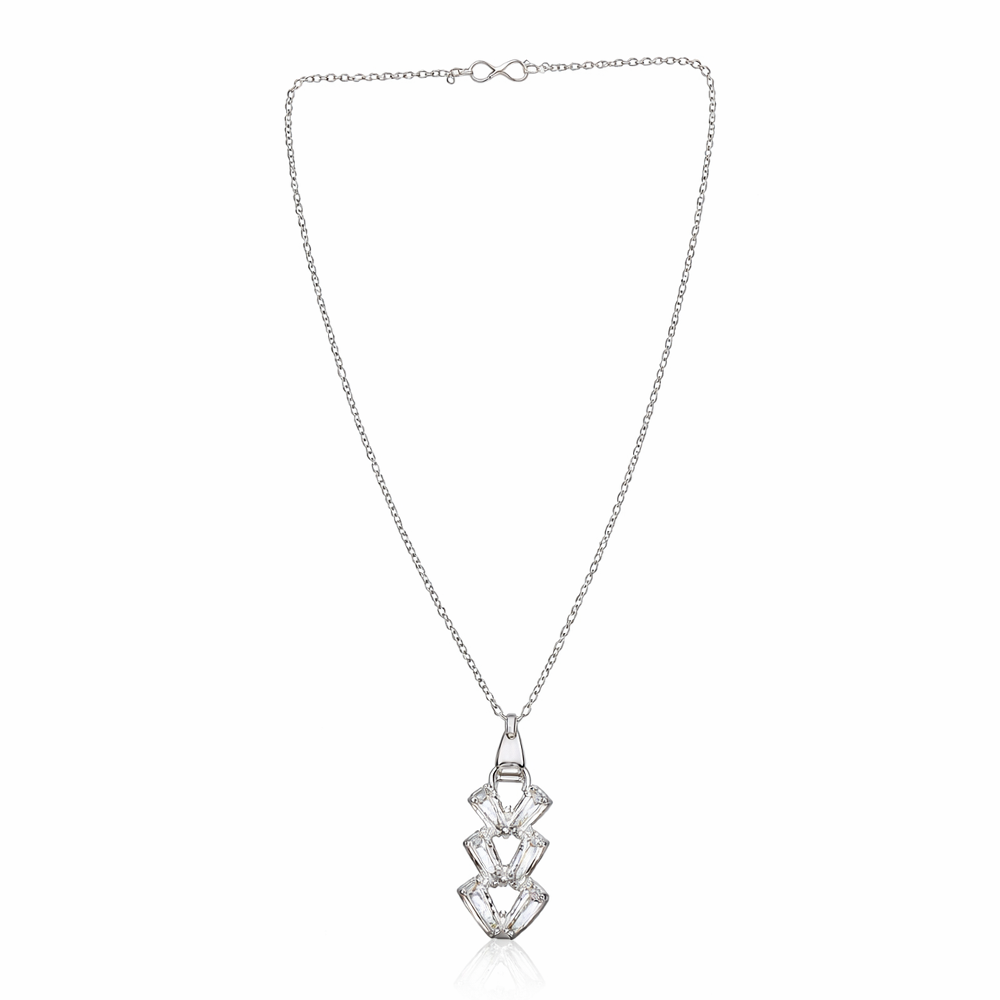 The99Jewel Silver Plated American Diamond Chain Pendant For Womens & Girls -1405047