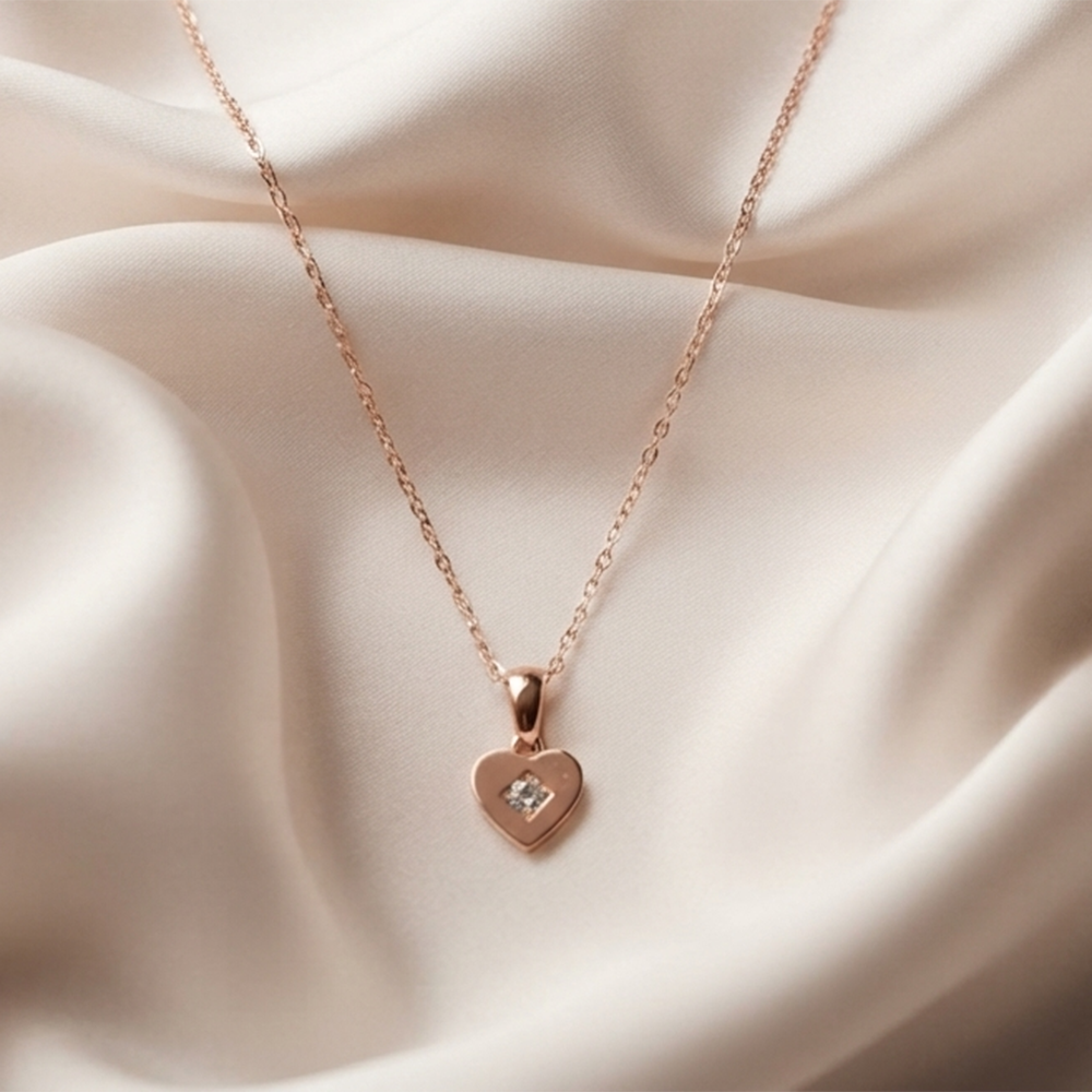 The99Jewel Casual Rose Gold Plated Heart Shape with Austrian Stone Pendant Chain for Women