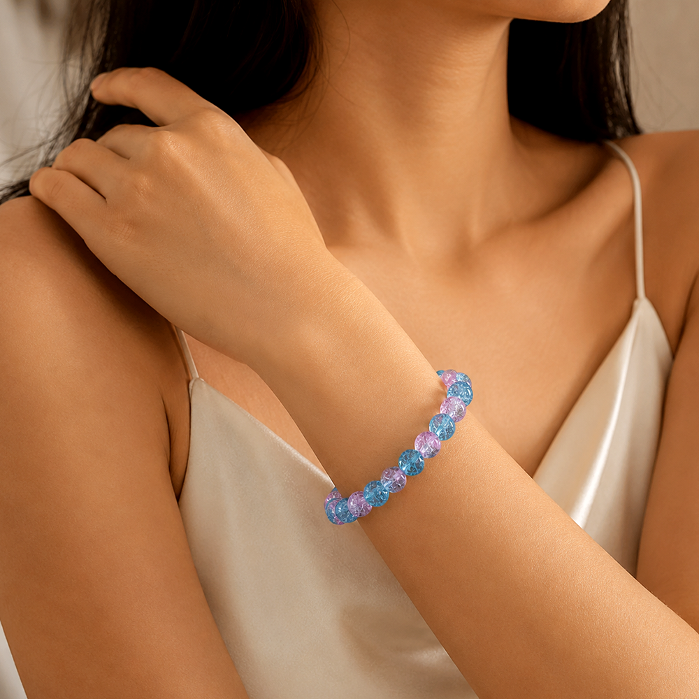 The99Jewel Colorful Crackle Glass Beads Bracelet  For Women & Girls