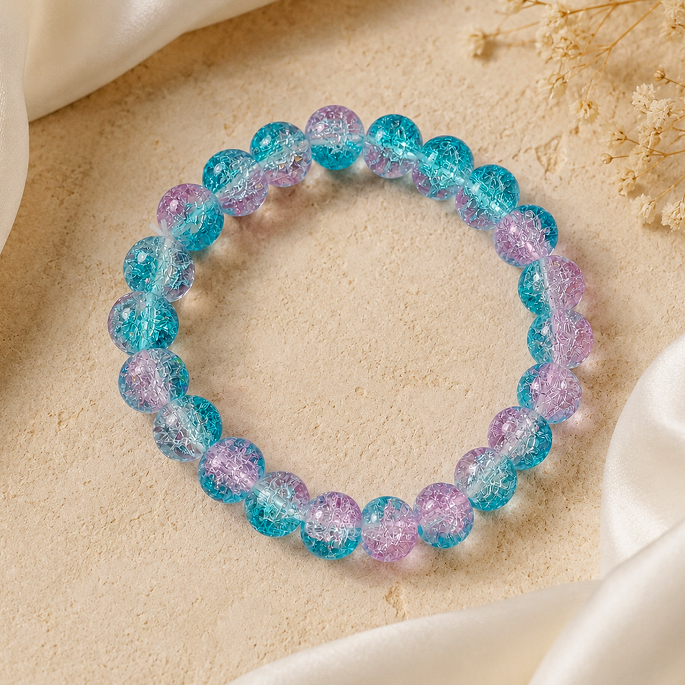 The99Jewel Colorful Crackle Glass Beads Bracelet  For Women & Girls (Assorted Color)
