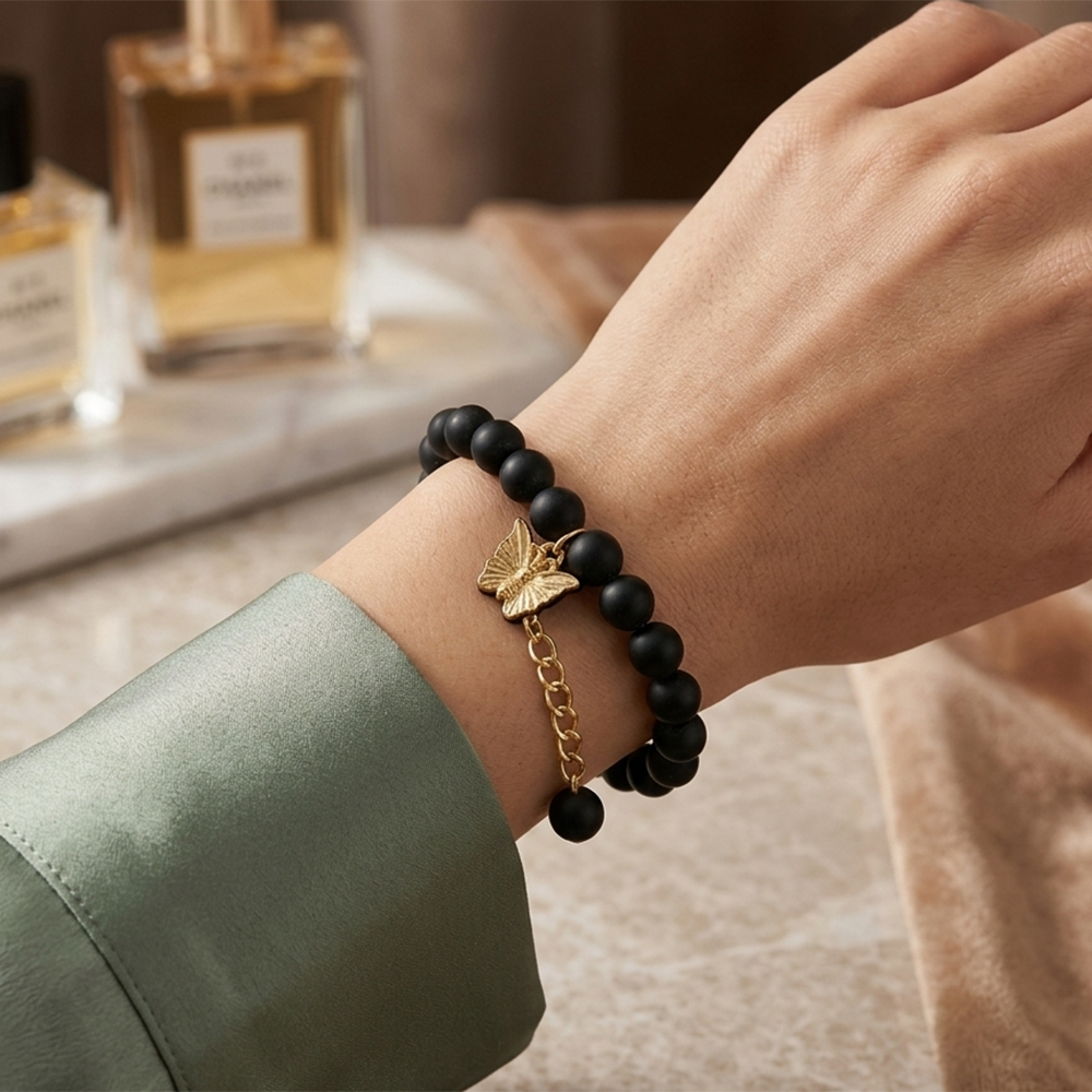 The99Jewel Gold Plated Beads Butterfly Stylish Bracelets