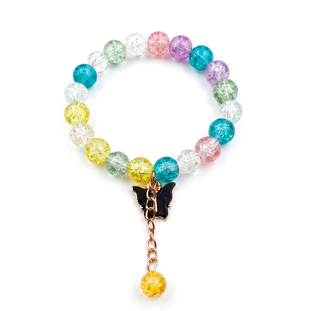 The99Jewel Colorful Crackle Glass Beads Butterfly Bracelet  For Kids (Assorted Color)