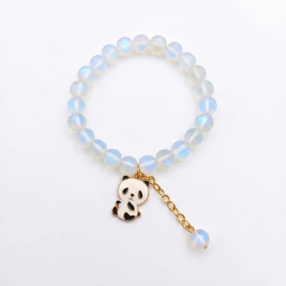 The99Jewel  Moon stone Beads Bracelet with Panda Charm