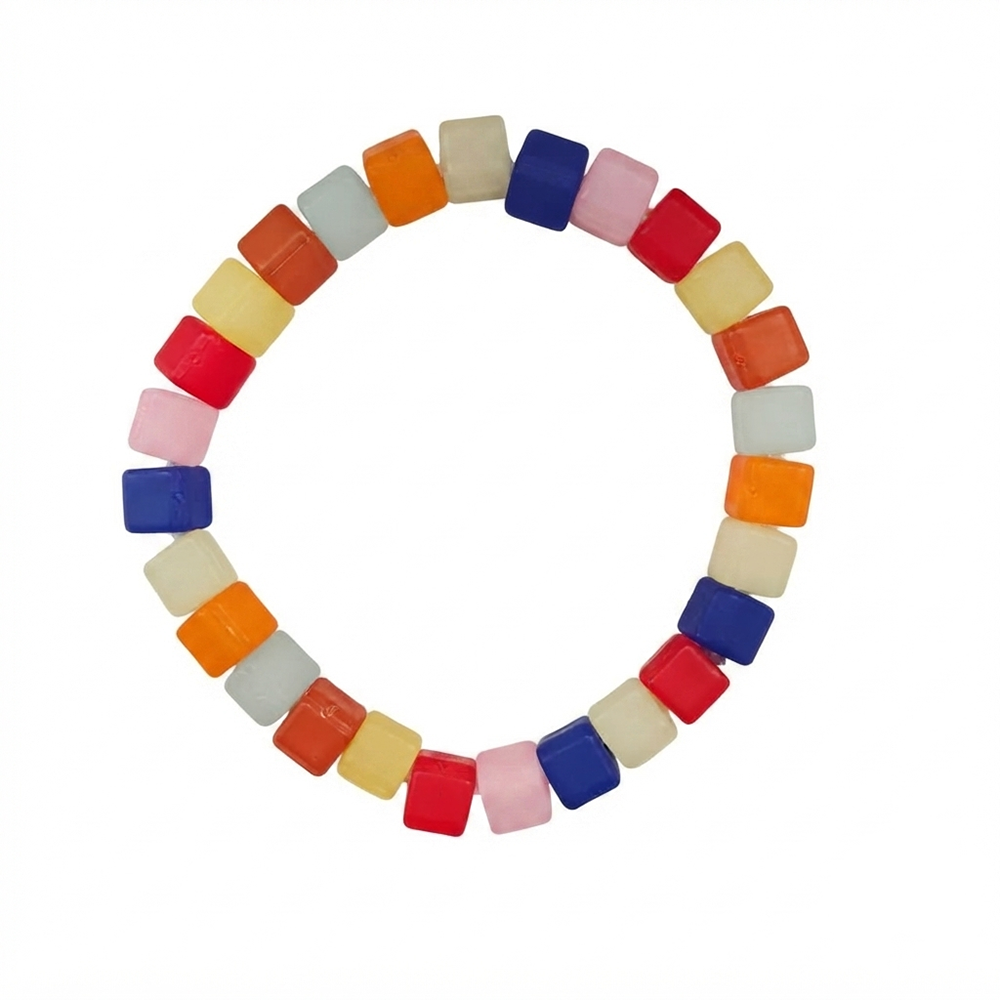 The99Jewel ColorPop Frosted Cube Beads Stretch Bracelet for Women & Girls
