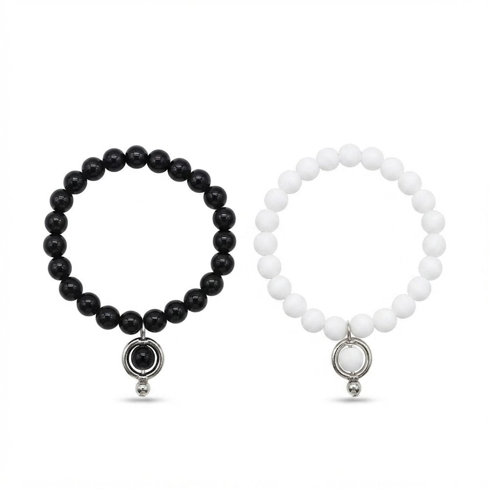 The99Jewel Black And White  Beaded Combo Bracelet for women