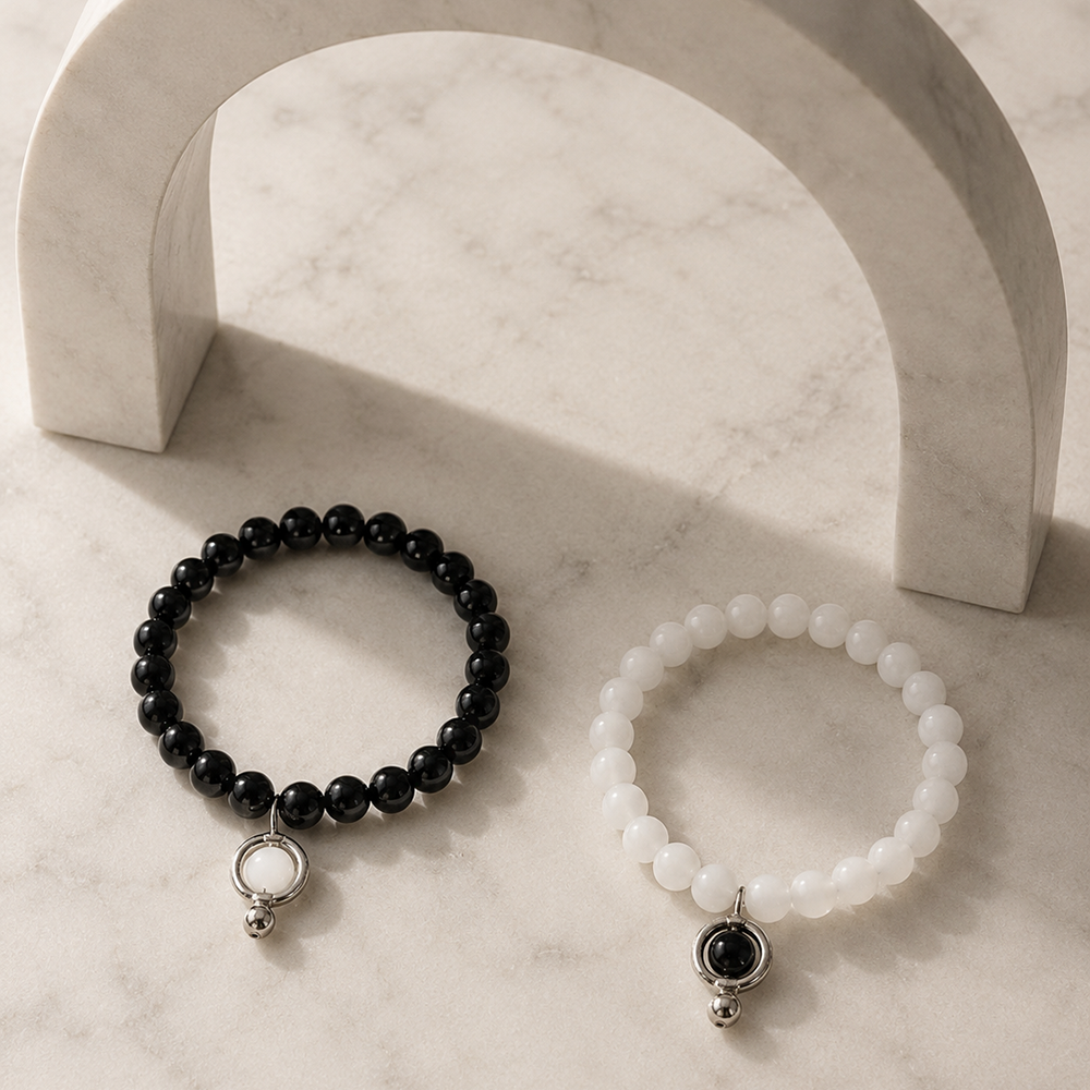 The99Jewel Black And White  Beaded Combo Bracelet for women