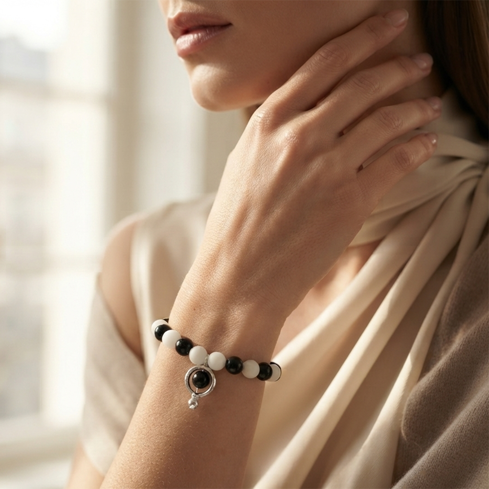 The99Jewel Classic Black & White Bead Bracelet for Women Trendy Fashion Jewellery