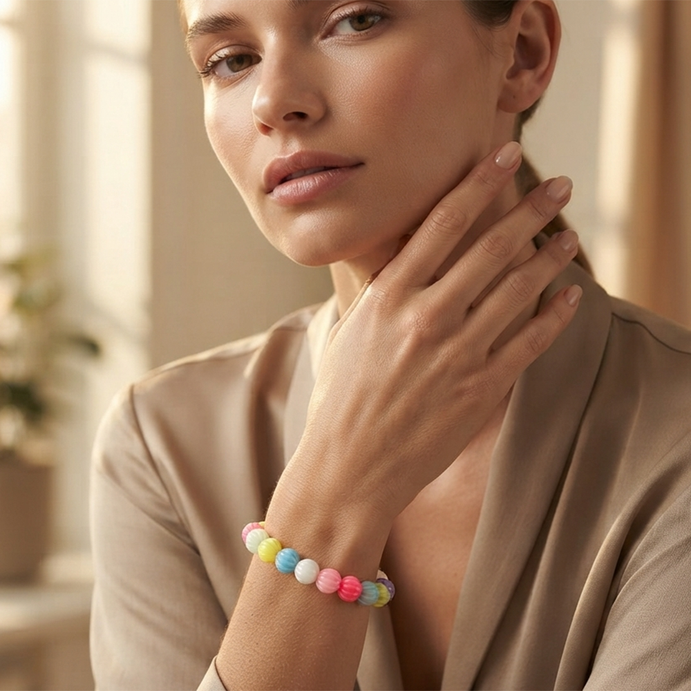 The99Jewel Acrylic Pumpkin Shape Bracelet for Women Stylish Beaded Jewellery for Casual & Party Wear