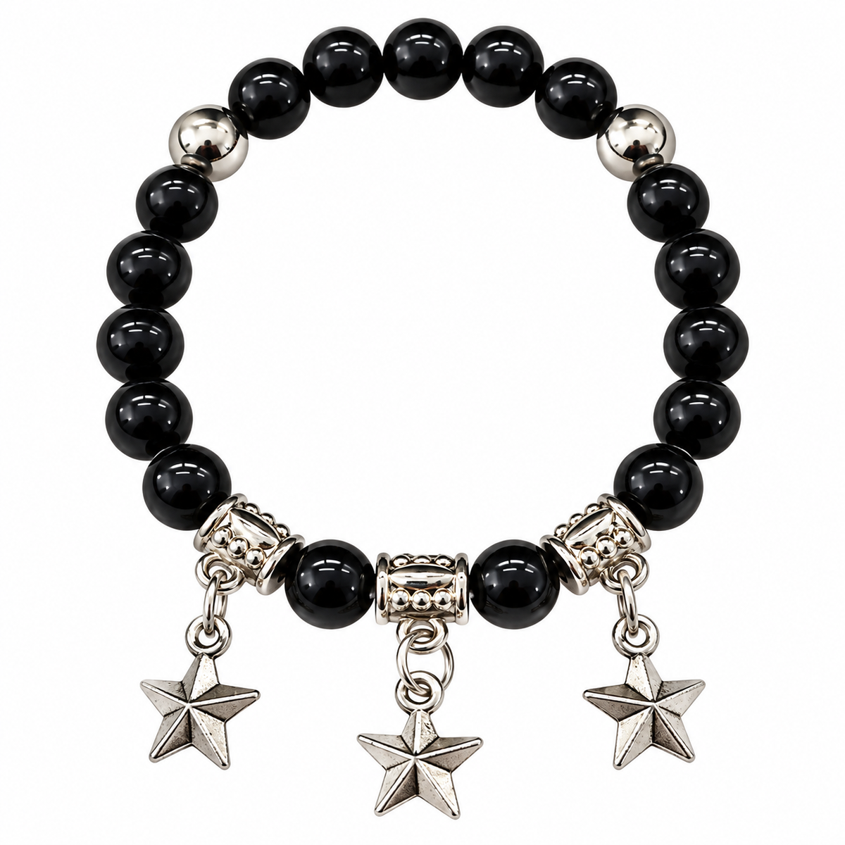 The99Jewel Stylish Black Beaded with Star Charm Bracelet for Women & Girls