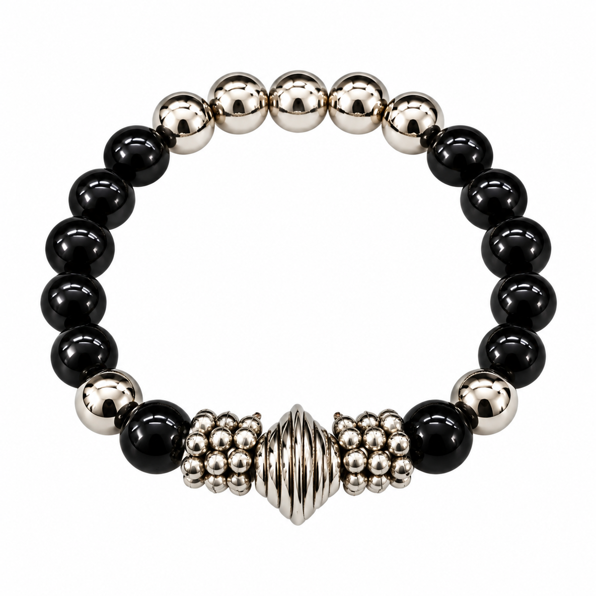 The99Jewel Stylish Black Beaded with Oxidised Charm Bracelet for Women & Girls