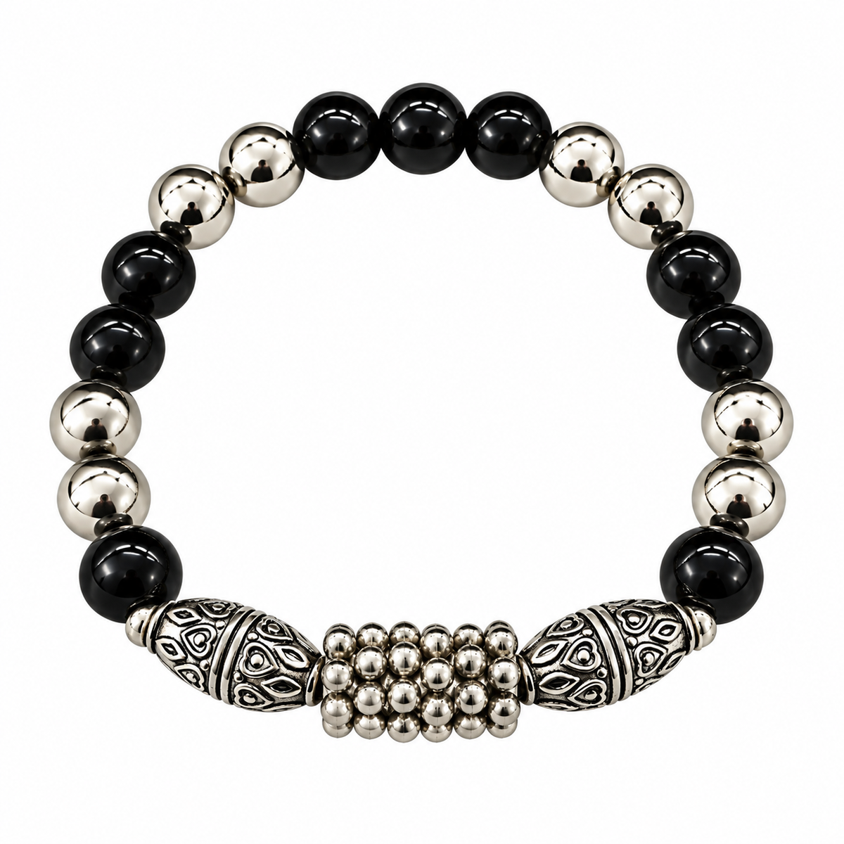 The99Jewel Stylish Black Beaded with Oxidised Charm Bracelet for Women & Girls