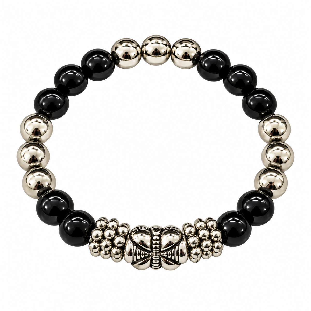 The99Jewel Stylish Black Beaded with Oxidised Charm Bracelet for Women & Girls
