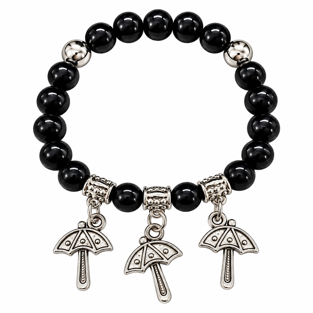 The99Jewel Stylish Black Beaded Umbrella  Charm Bracelet for Women & Girls