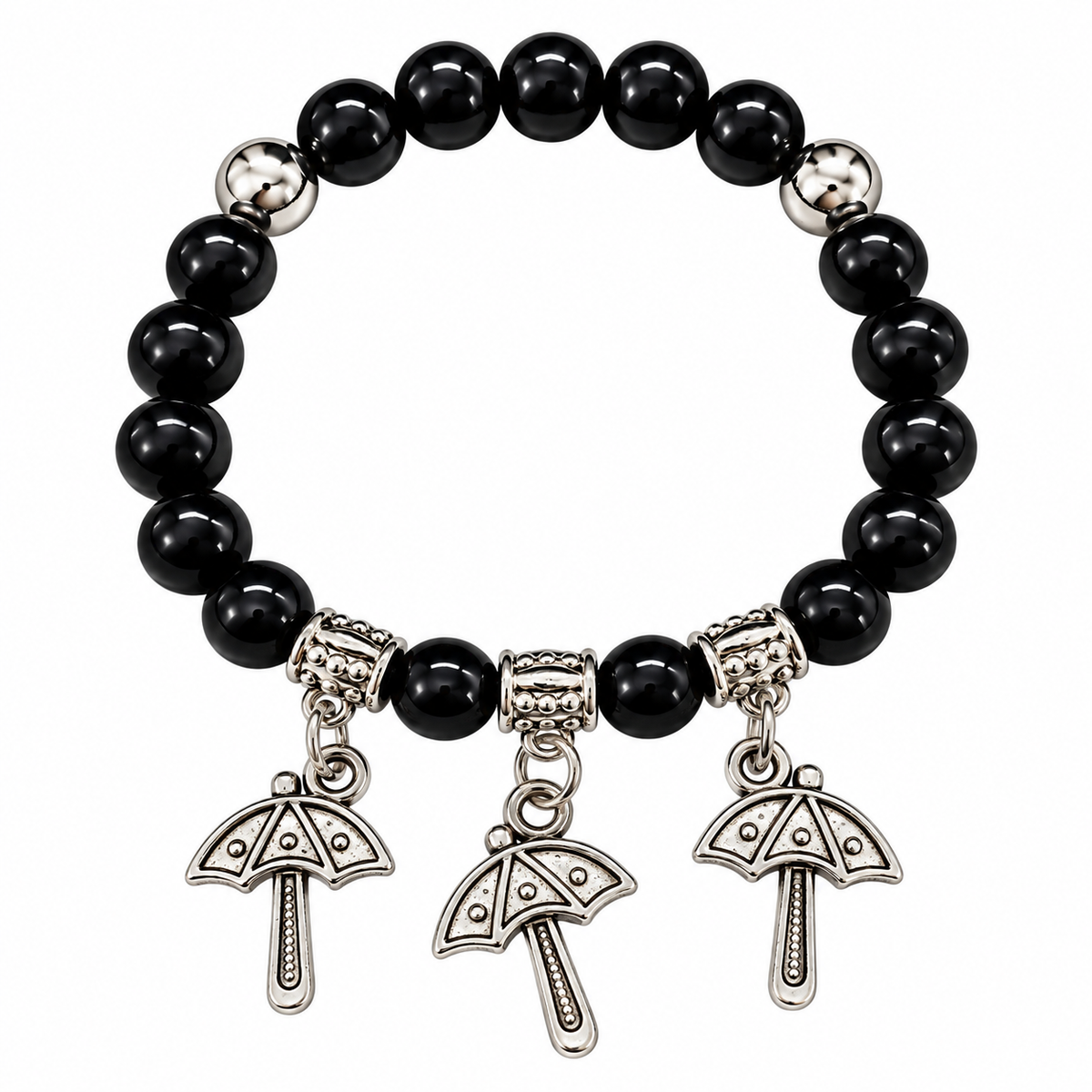 The99Jewel Stylish Black Beaded Umbrella  Charm Bracelet for Women & Girls