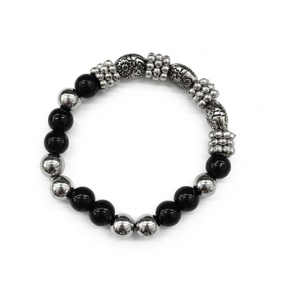 The99Jewel Stylish Black Beaded with Oxidised Charm Bracelet for Women & Girls