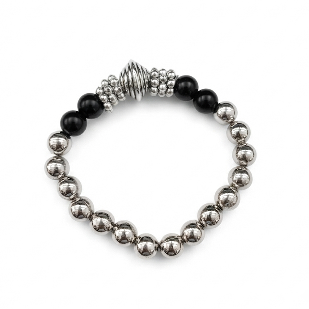 The99Jewel Stylish Black Beaded with Oxidised Charm Bracelet for Women & Girls