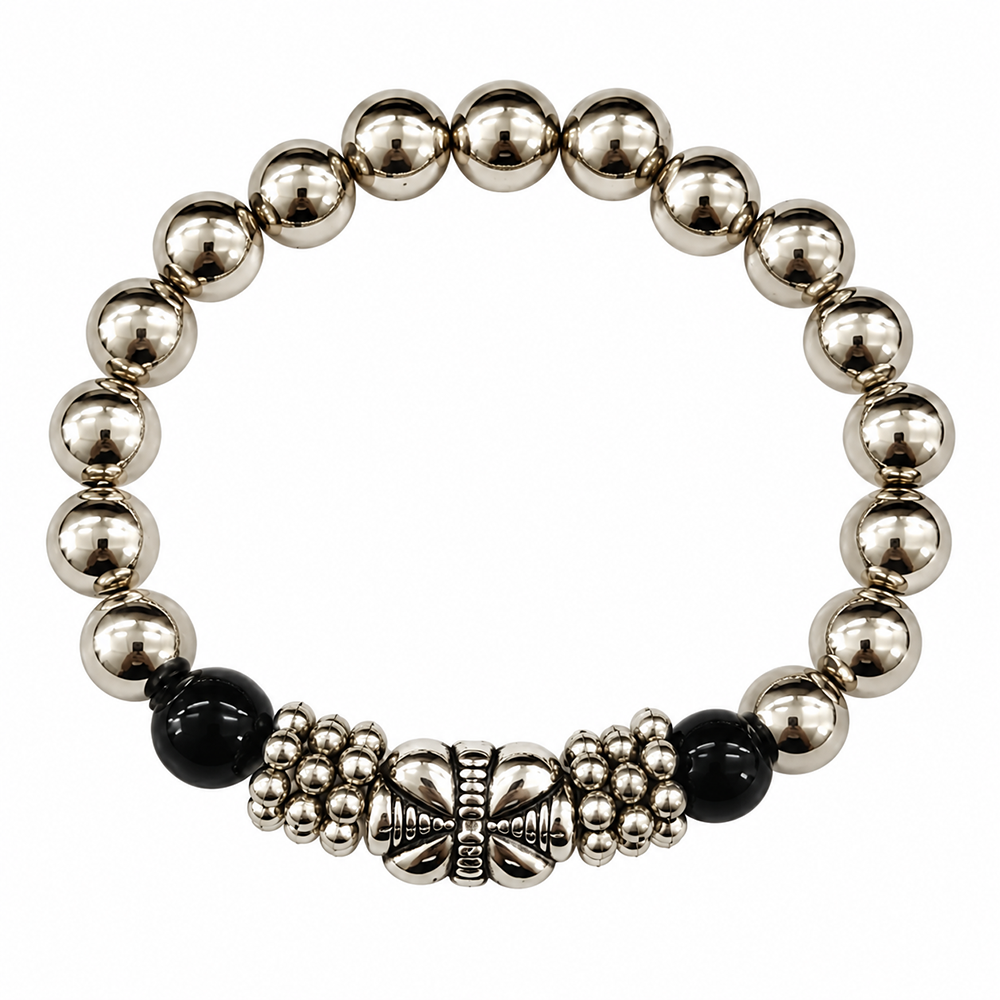 The99Jewel Stylish Black Beaded with Oxidised Charm Bracelet for Women & Girls