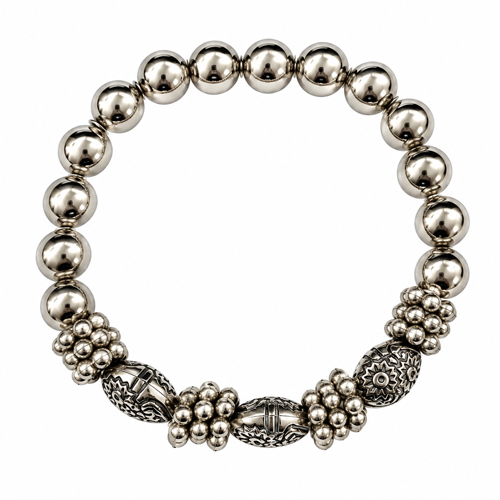 The99Jewel Stylish Black Beaded with Oxidised Charm Bracelet for Women & Girls