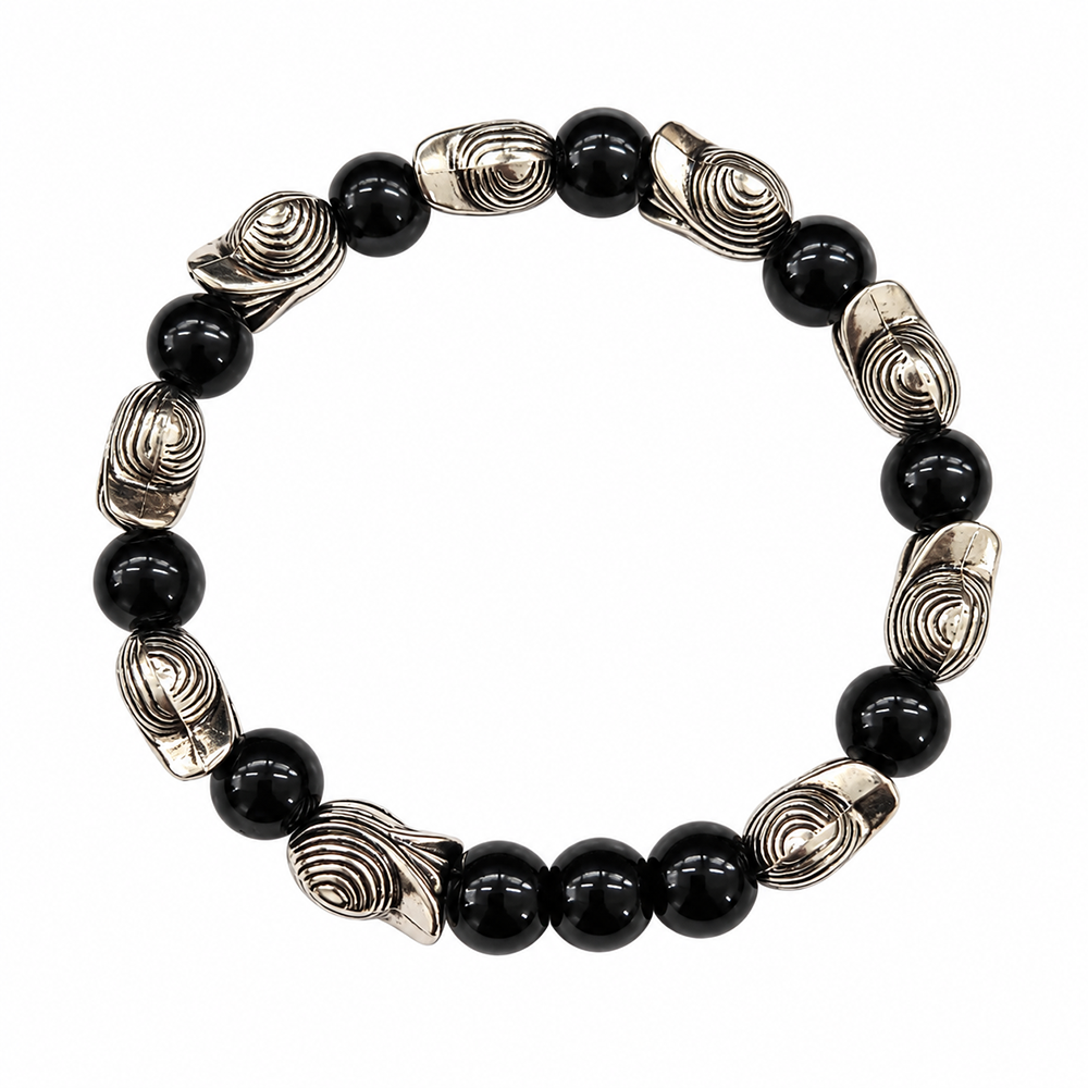 The99Jewel Stylish Black Beaded with Oxidised Charm Bracelet for Women & Girls